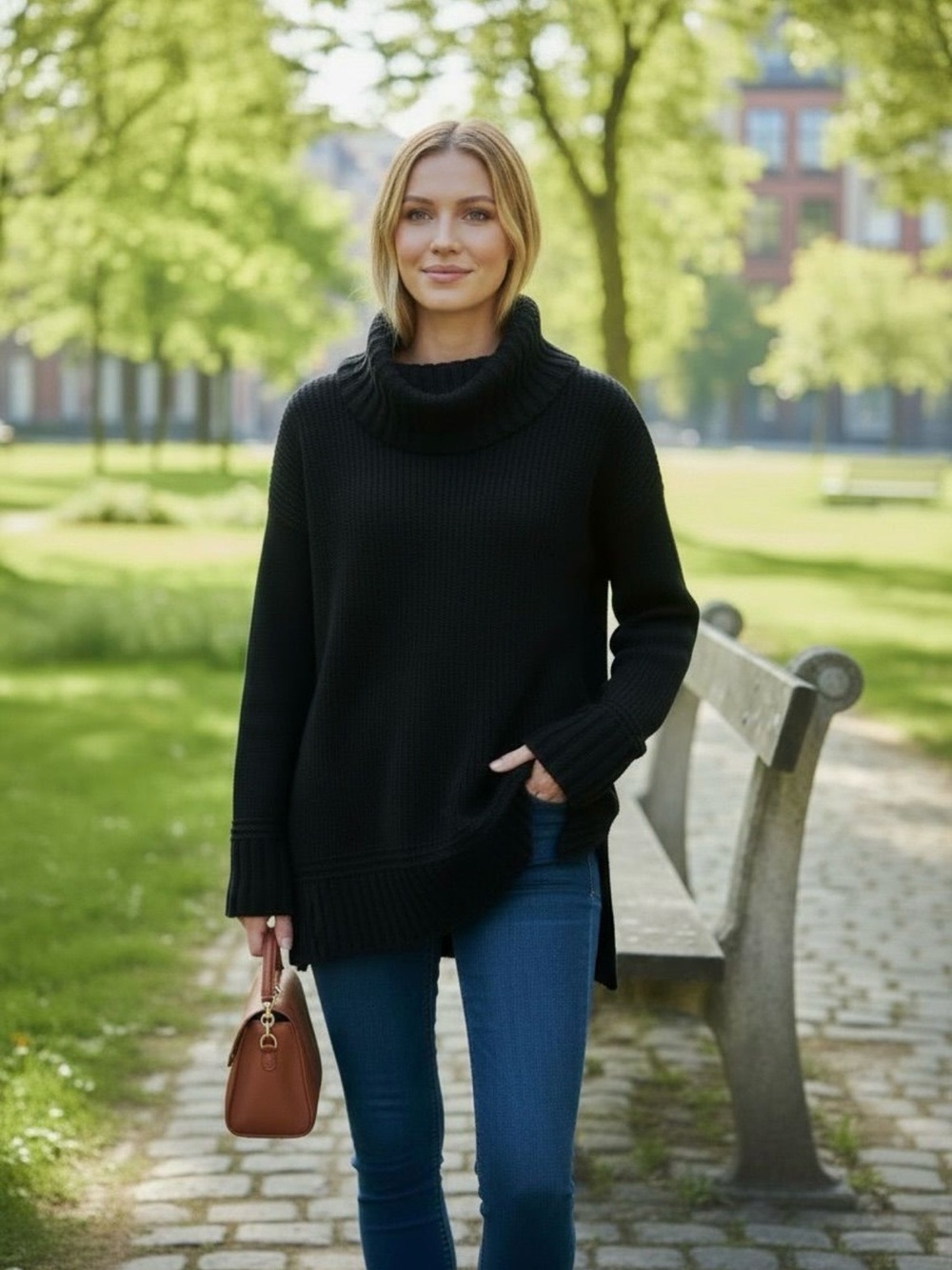Altar'd State Black Cowl Neck Sweater